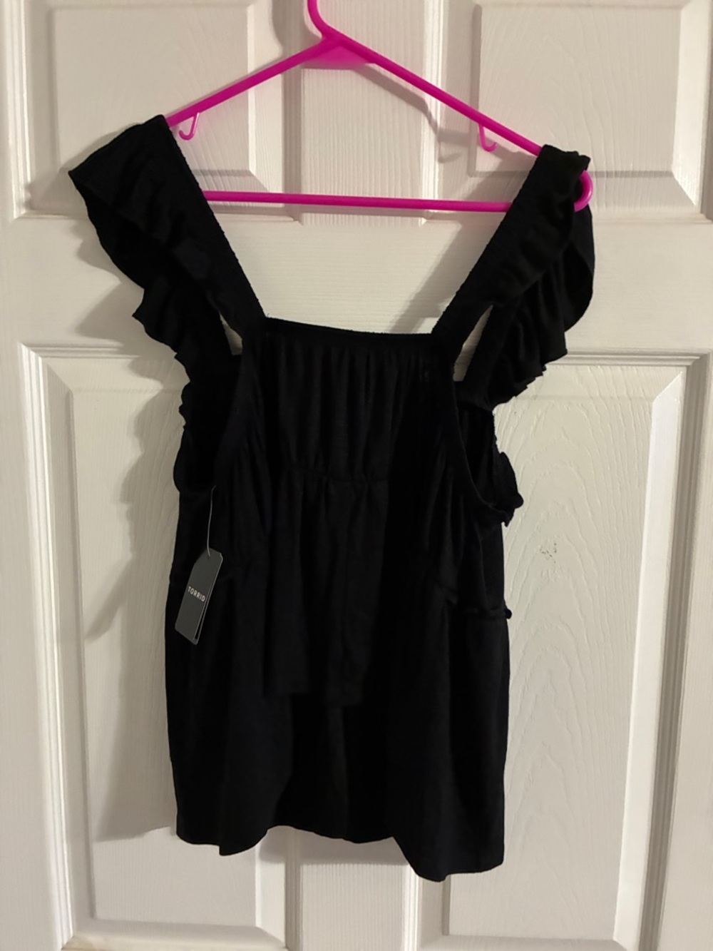 torrid Black Ruched Bust Ruffle top - Picture 5 of 5